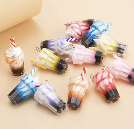 12pcs/lot Mixed Acrylic Ice Cream Drink Cup Charms Pendant DIY Necklace Earrings For Jewelry Making Accessories